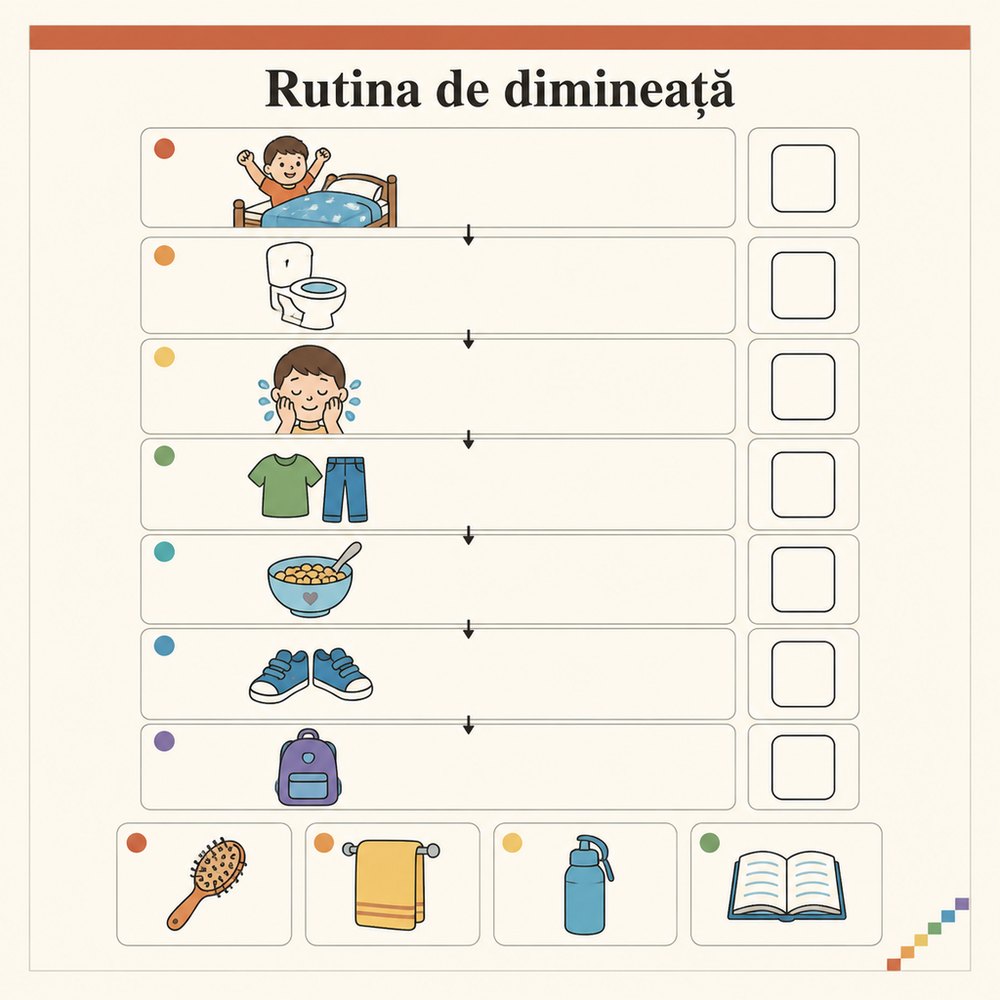 Pagina cu rutina de dimineață, în ghid