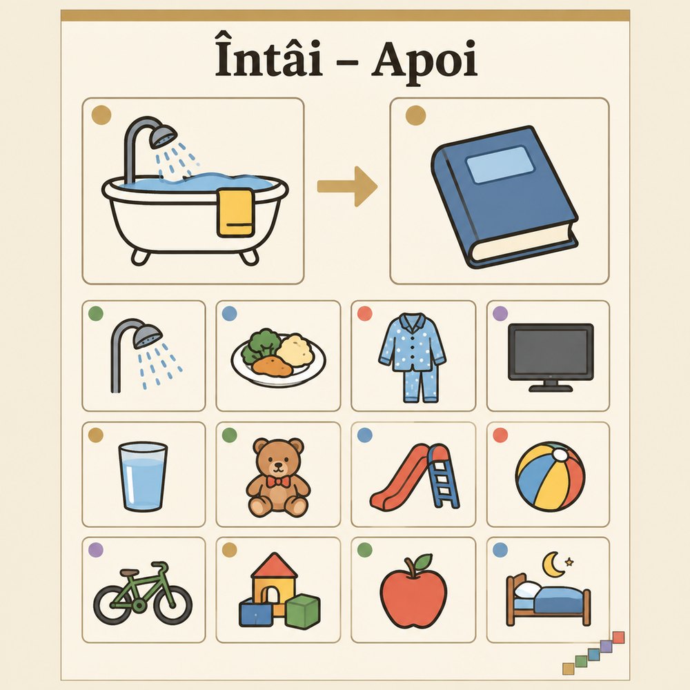 Tabloul Întâi–Apoi, în ghid