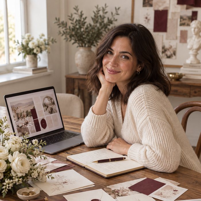 Giulia di Regia Sposi mentre organizza un matrimonio